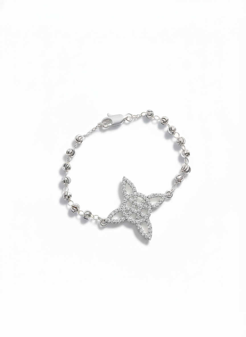 Brazalete Cadena de Cuentas y Estrella Pavé (Protección Nudo de Bruja)
