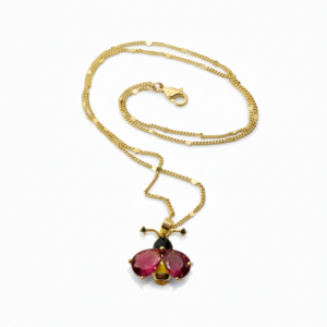 Collar de Abeja con Gemas de Color Fucsia