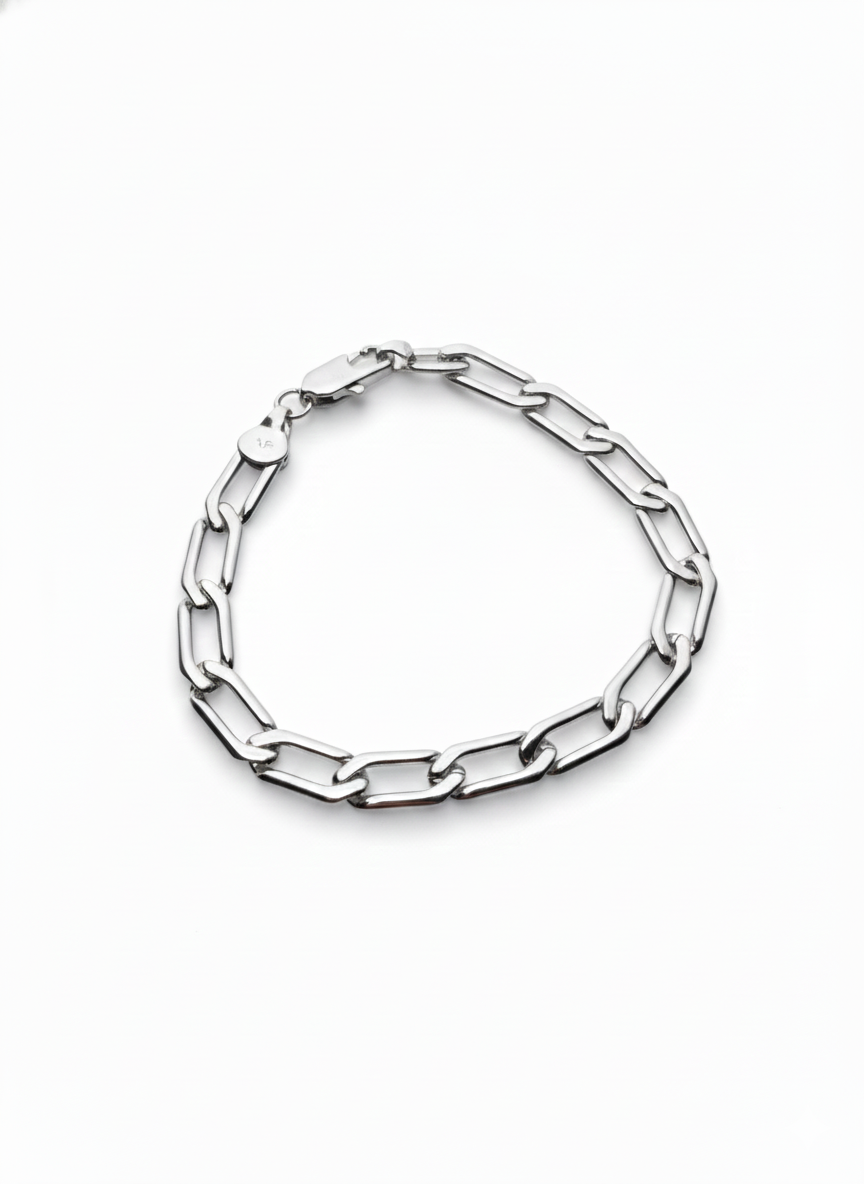 Brazalete de Eslabones Alargados (Estilo Paperclip)