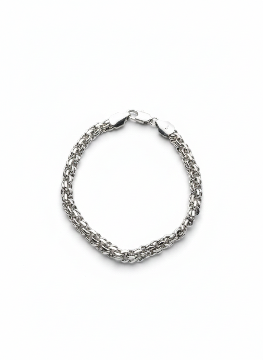 Brazalete Cadena Bizantina de Tejido Intricado