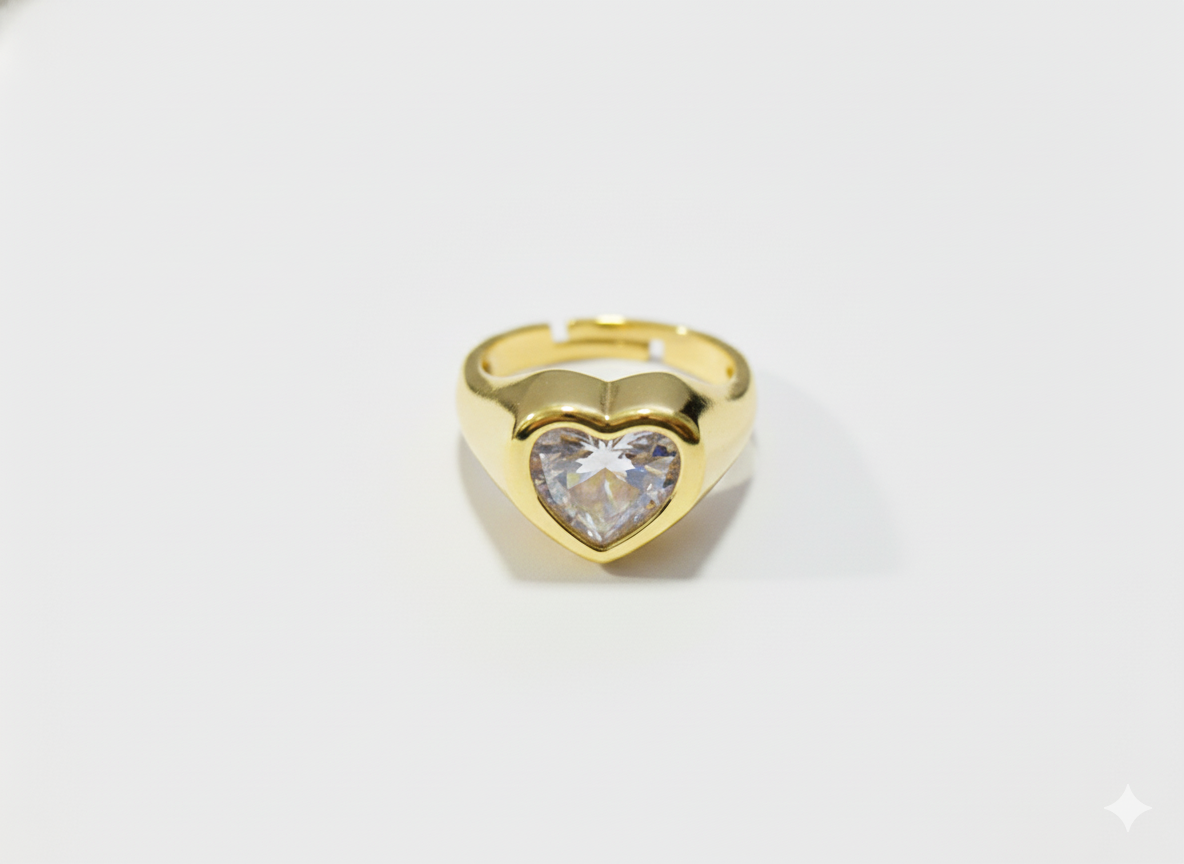 Anillo Sello de Corazón (Estilo Chunky)