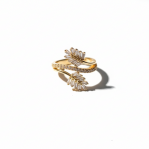 Anillo Espiral con Cluster de Circonitas Corte Baguette